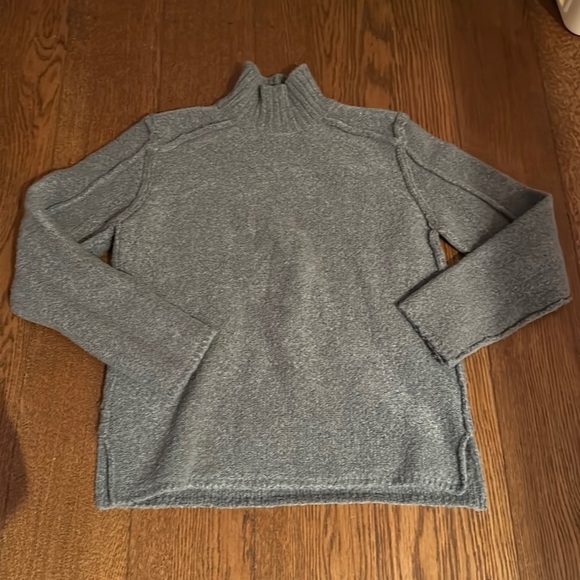 Chunky Knit Gray Oversized Mock Neck Sweater - Picture 1 of 4